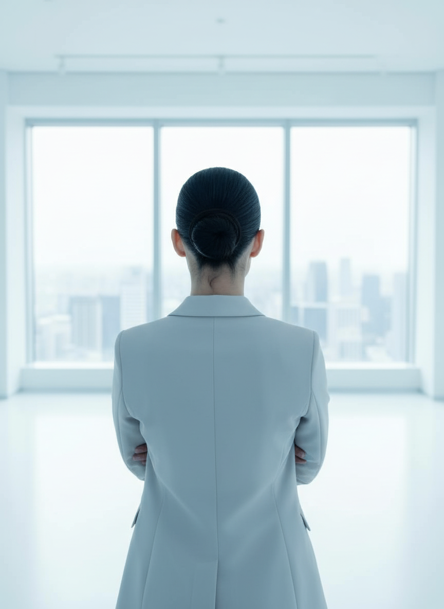 Elena — back to camera, city view